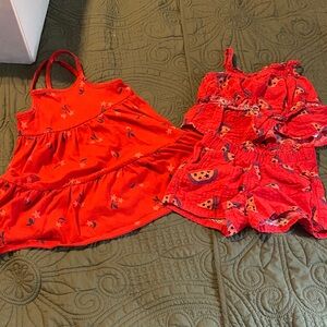 Red White Blue  Toddler dress and set with Fruit and Floral Patterns